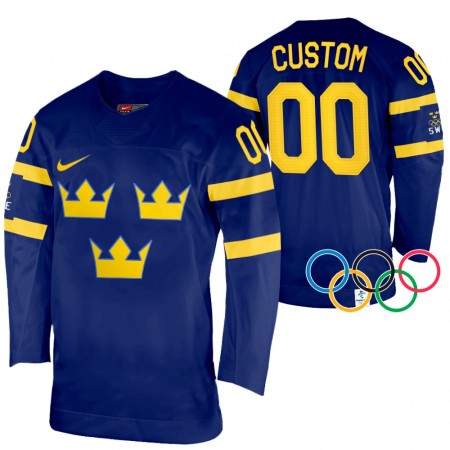 Zweden Custom 2022 Winter Olympics Navy Authentic Shirt - Mannen
